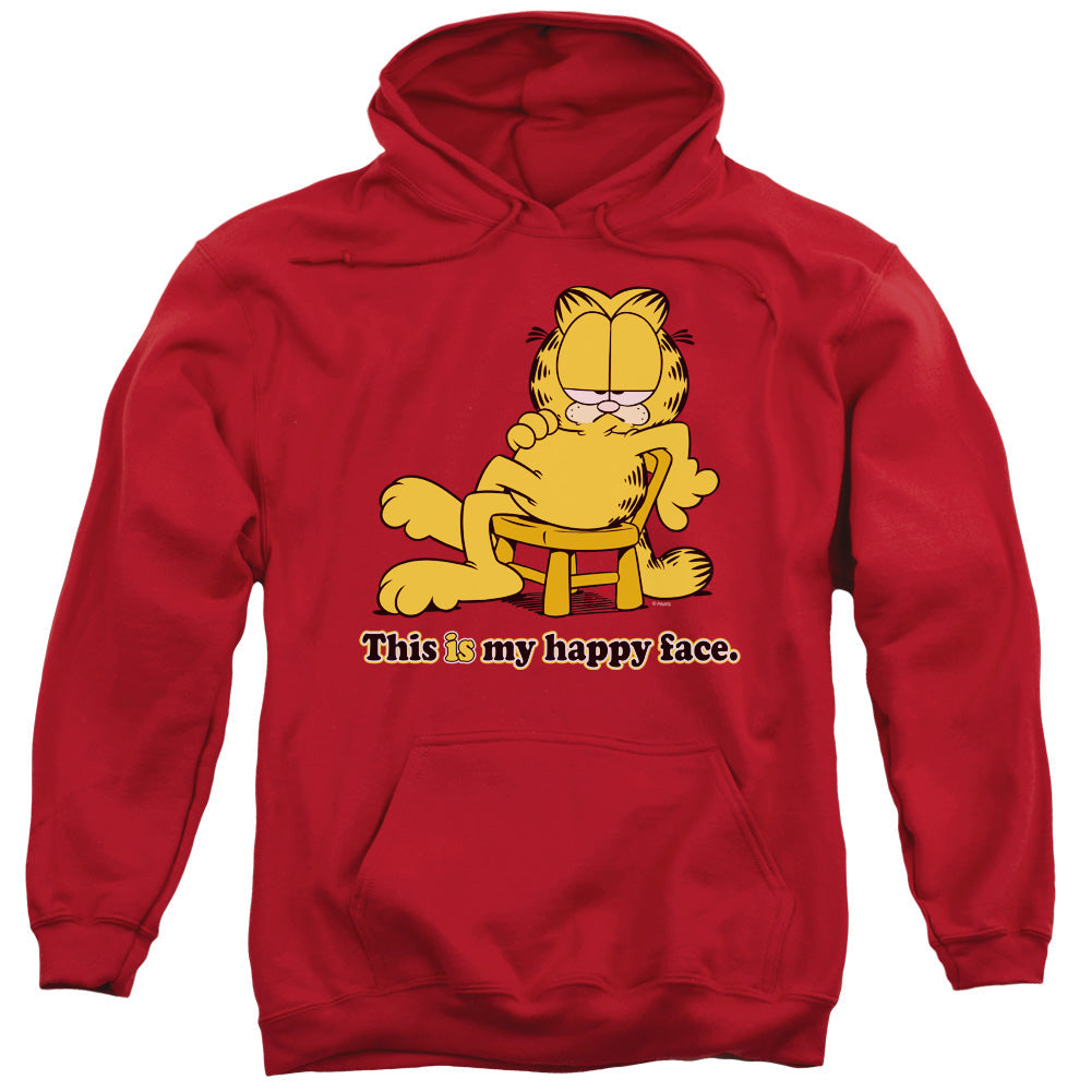Garfield Happy Face Mens Hoodie Red
