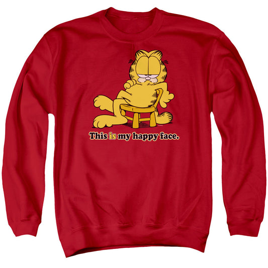 Garfield Happy Face Mens Crewneck Sweatshirt Red