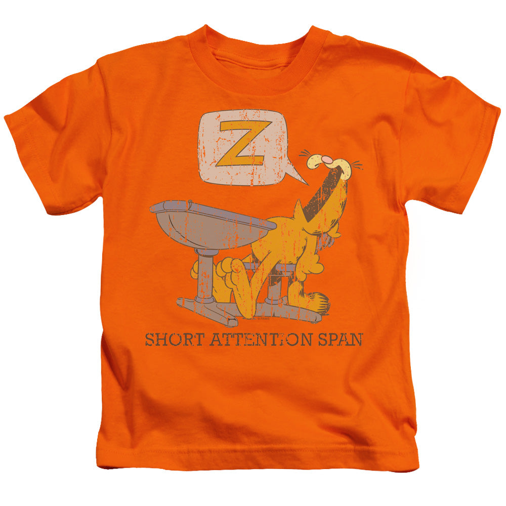 Garfield Attention Span Juvenile Kids Youth T Shirt Orange