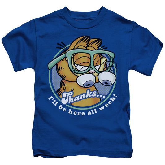 Garfield Performing Juvenile Kids Youth T Shirt Royal Blue