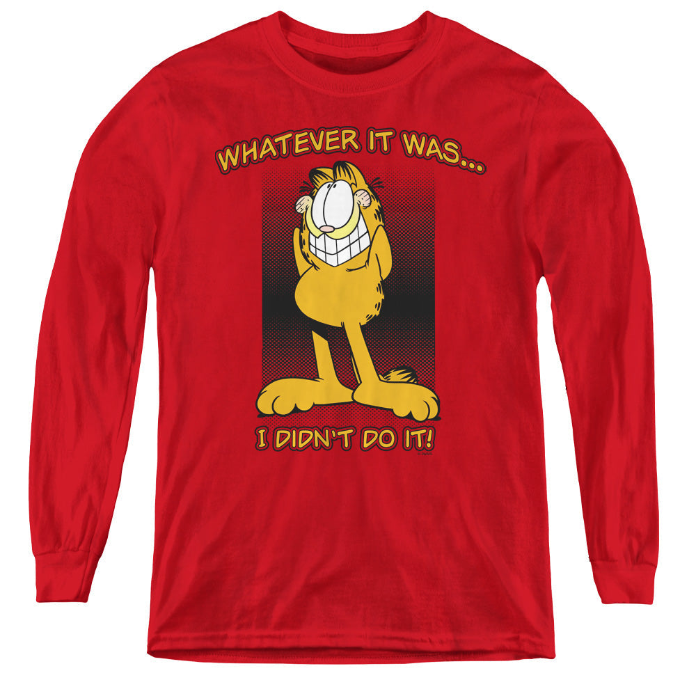 Garfield I Didnt Do It Long Sleeve Kids Youth T Shirt Red