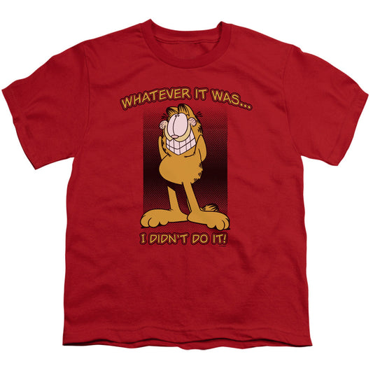 Garfield I Didnt Do It Kids Youth T Shirt Red