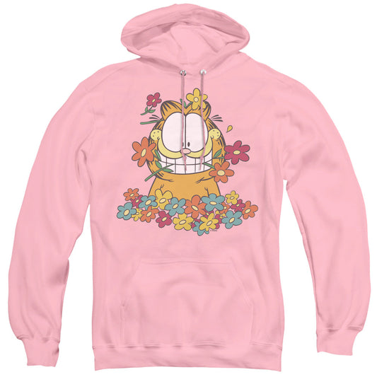Garfield In The Garden Mens Hoodie Pink