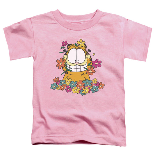 Garfield in the Garden Toddler Kids Youth T Shirt Pink
