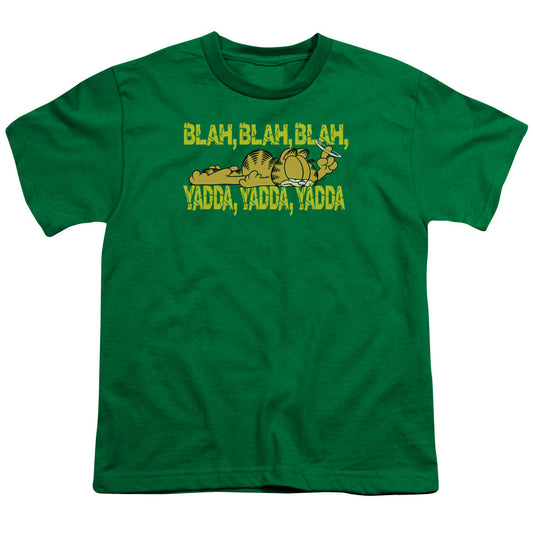 Garfield Blah Blah Blah Kids Youth T Shirt Kelly Green