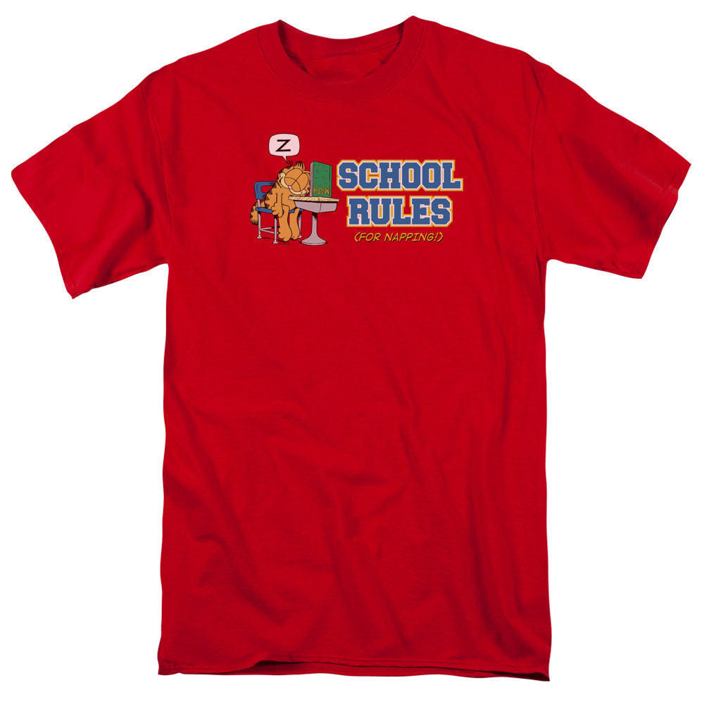 Garfield School Rules Mens T Shirt Red Officially Licensed
