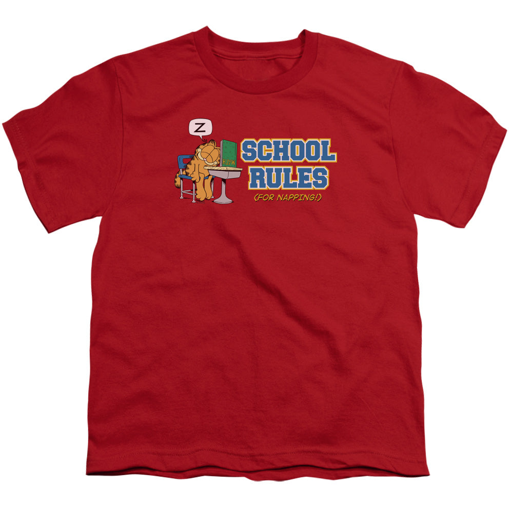 Garfield School Rules Kids Youth T Shirt Red