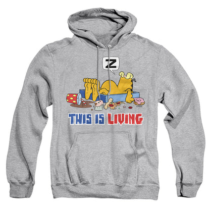 Garfield This Is Living Mens Hoodie Athletic Heather