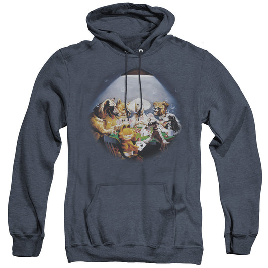 Garfield Playing With The Big Dogs Heather Mens Hoodie Navy