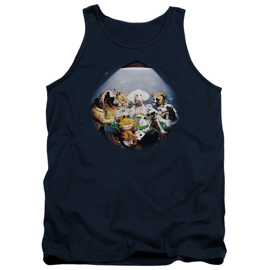 Garfield Playing With the Big Dogs Mens Tank Top Shirt Navy