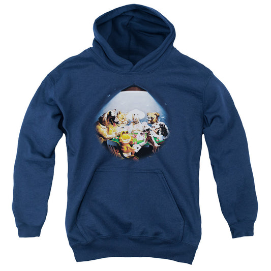 Garfield Playing With the Big Dogs Kids Youth Hoodie Navy