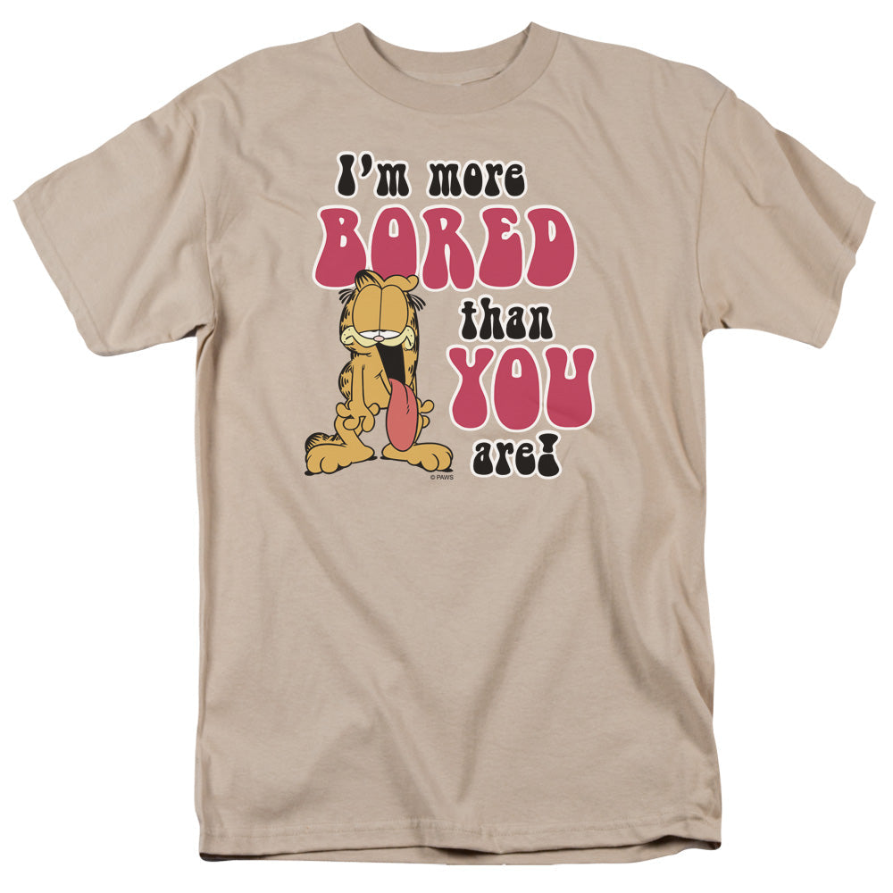 Garfield More Bored Mens T Shirt Sand Officially Licensed