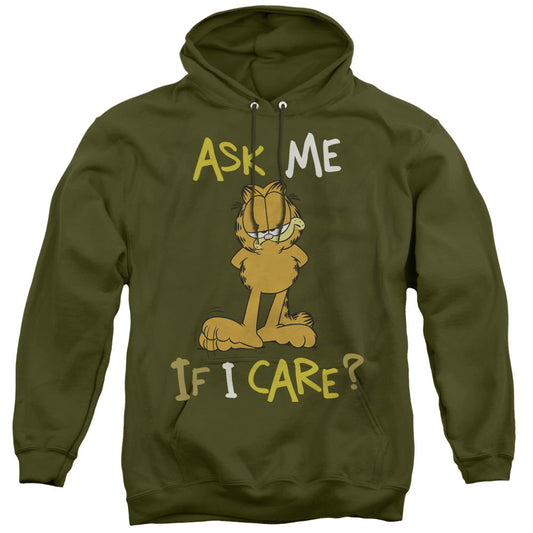 Garfield Ask Me If I Care Mens Hoodie Military Green