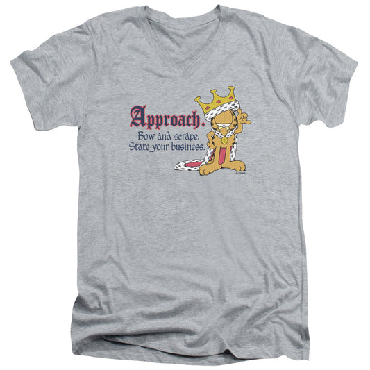 Garfield State Your Business Mens Slim Fit V-Neck T Shirt Athletic Heather