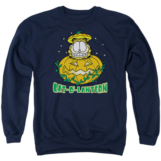 Garfield Cat O Lantern Mens Crewneck Sweatshirt Navy