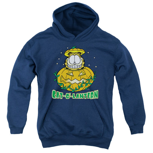 Garfield Cat O Lantern Kids Youth Hoodie Navy
