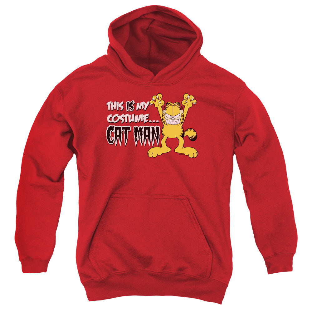 Garfield Cat Man Kids Youth Hoodie Red