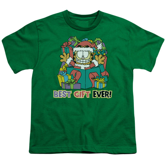 Garfield Best Gift Ever Kids Youth T Shirt Kelly Green