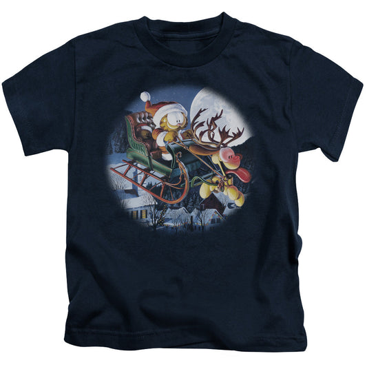 Garfield Moonlight Ride Juvenile Kids Youth T Shirt Navy