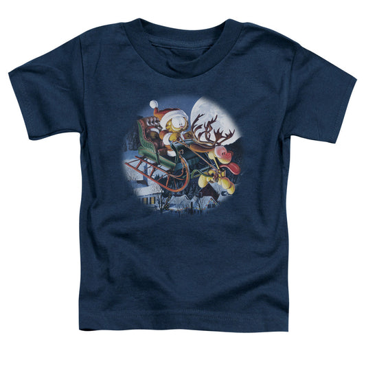 Garfield Moonlight Ride Toddler Kids Youth T Shirt Navy
