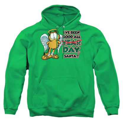 Garfield Ive Been Good Mens Hoodie Kelly Green