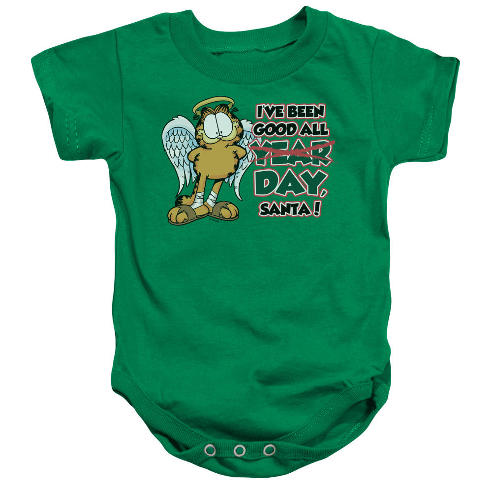 Garfield Ive Been Good Infant Baby Snapsuit Kelly Green (6 Mos)