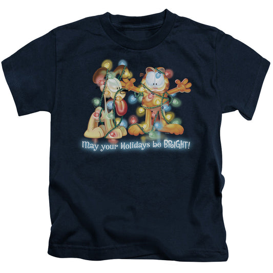 Garfield Bright Holidays Juvenile Kids Youth T Shirt Navy