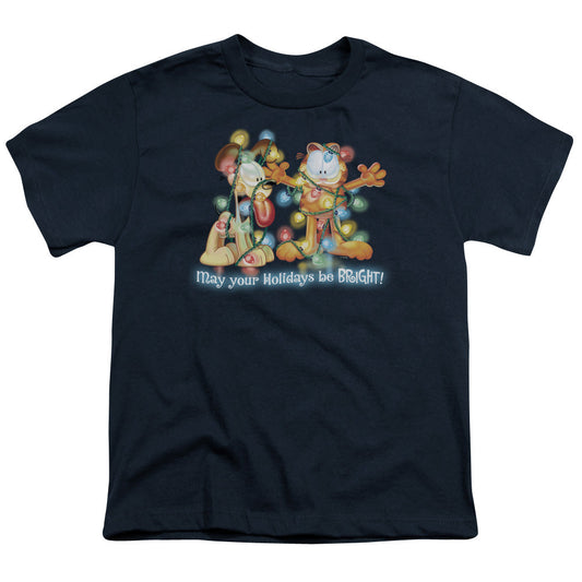 Garfield Bright Holidays Kids Youth T Shirt Navy