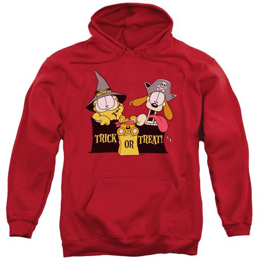 Garfield Trick Or Treat Mens Hoodie Red