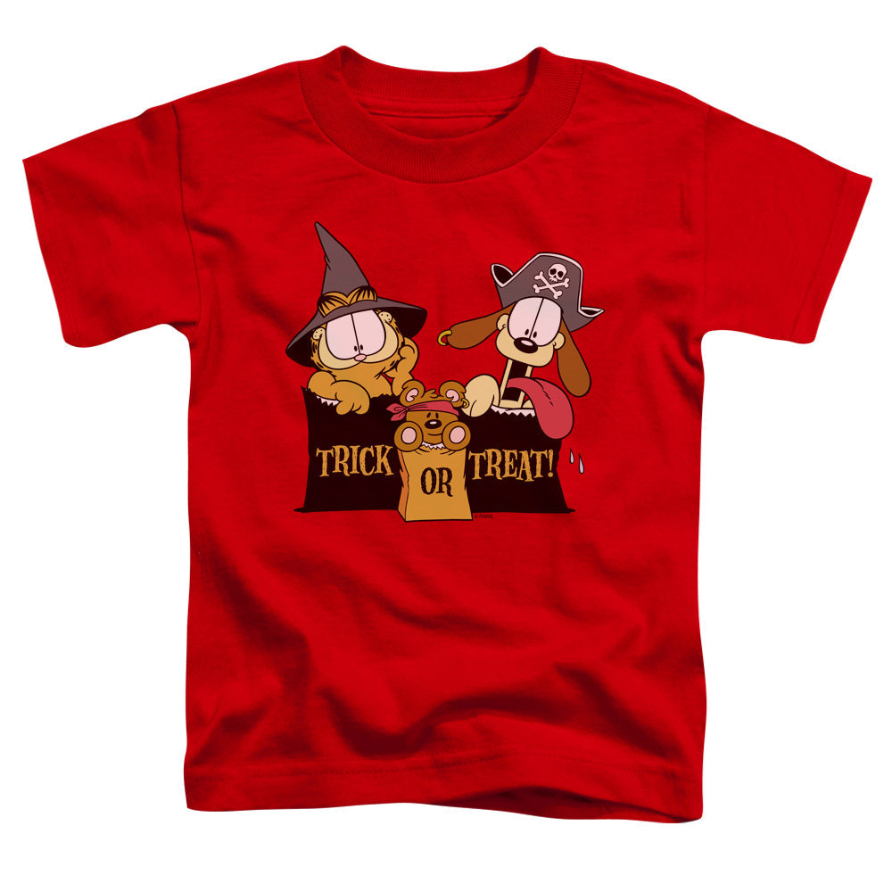 Garfield Trick or Treat Toddler Kids Youth T Shirt Red