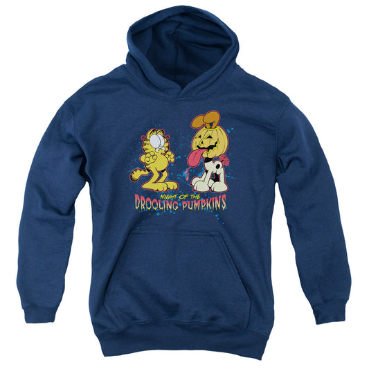 Garfield Drooling Pumpkins Kids Youth Hoodie Navy