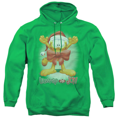 Garfield Unwrap The Joy! Mens Hoodie Kelly Green
