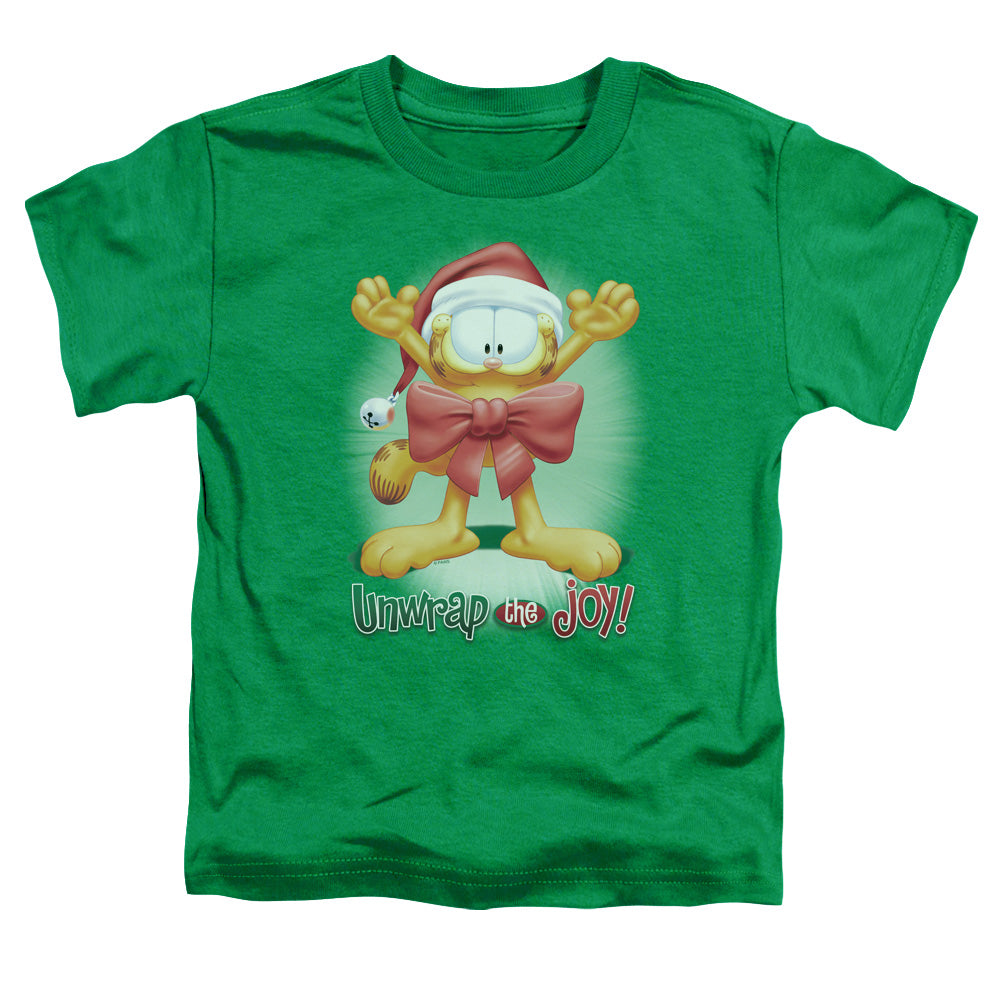 Garfield Unwrap the Joy! Toddler Kids Youth T Shirt Kelly Green