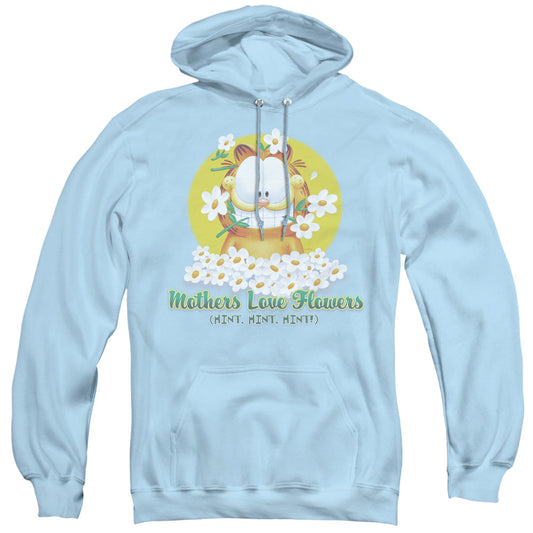 Garfield Mothers Love Flowers Mens Hoodie Light Blue
