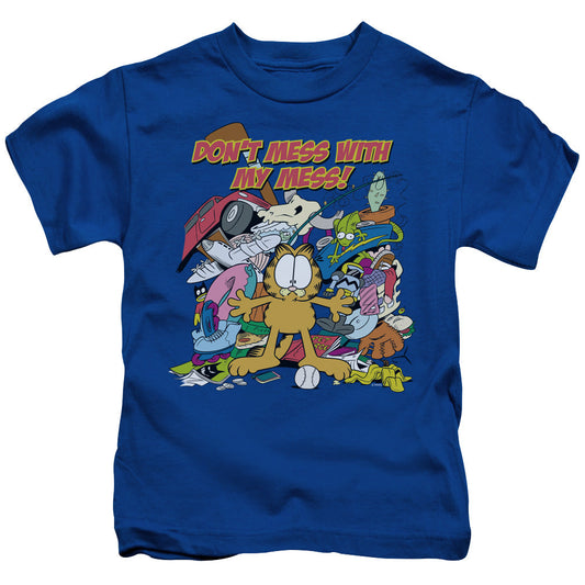 Garfield My Mess Juvenile Kids Youth T Shirt Royal Blue