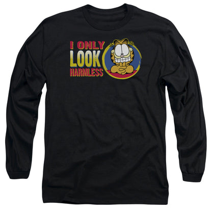 Garfield I Only Look Harmless Mens Long Sleeve Shirt Black Officially Licensed