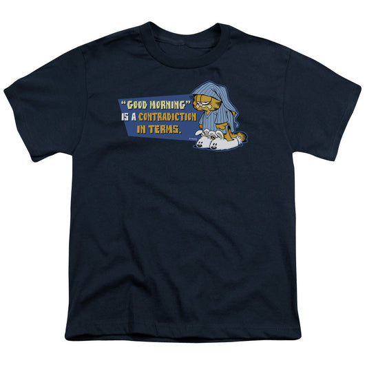 Garfield Contradicition in Terms Kids Youth T Shirt Navy