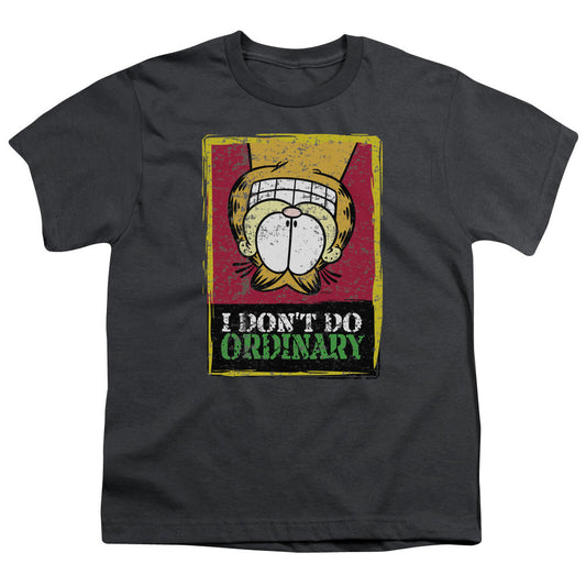 Garfield I Dont Do Ordinary Kids Youth T Shirt Charcoal