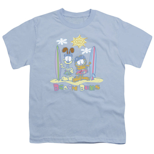 Garfield Beach Bums Kids Youth T Shirt Light Blue