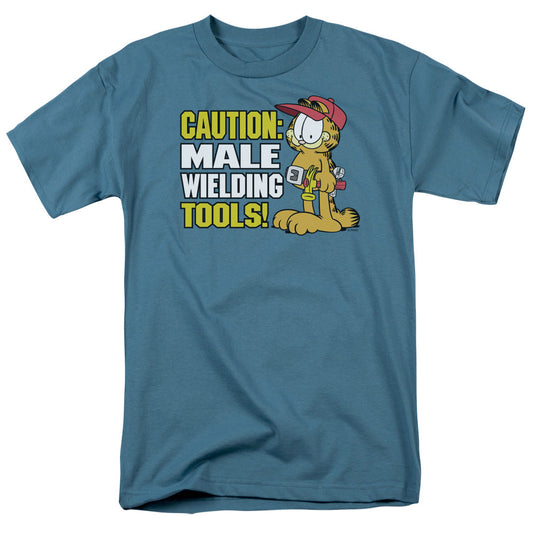 Garfield Male Weilding Tools Mens T Shirt Slate Officially Licensed