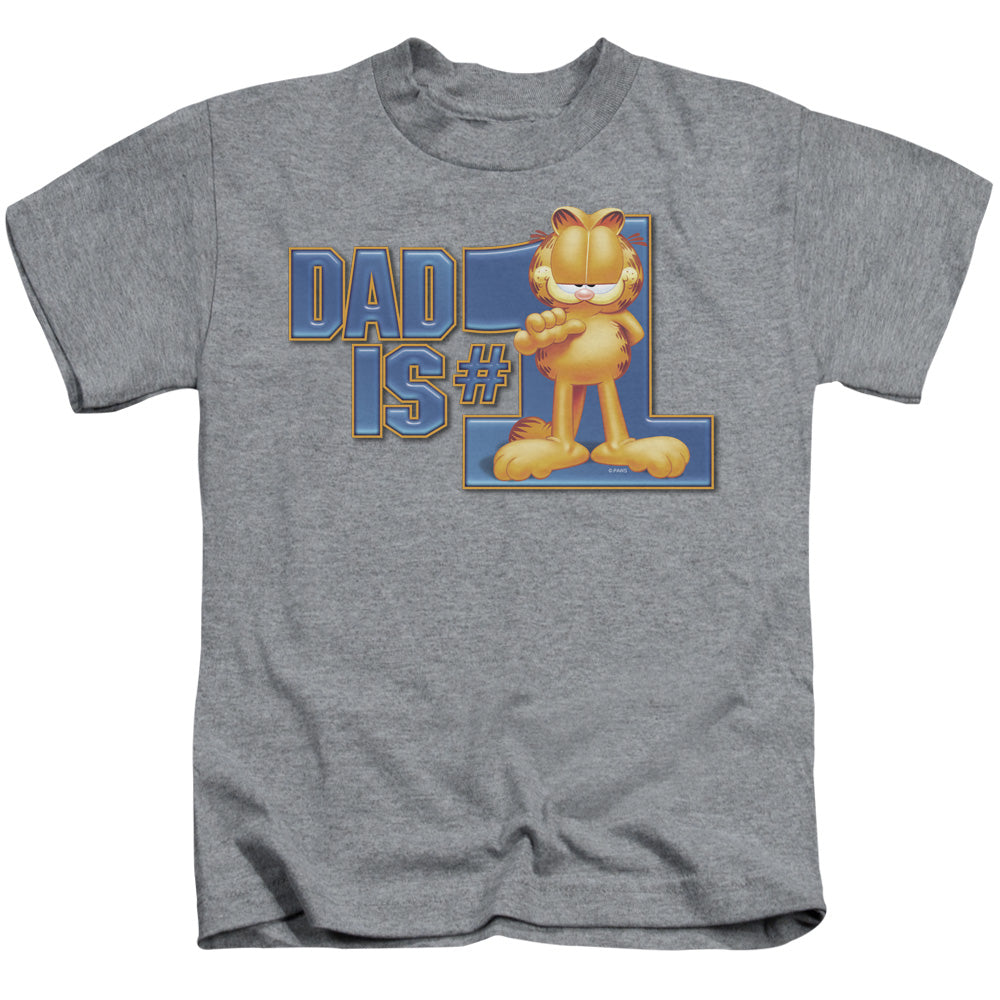 Garfield Dad is Number One Juvenile Kids Youth T Shirt Athletic Heather