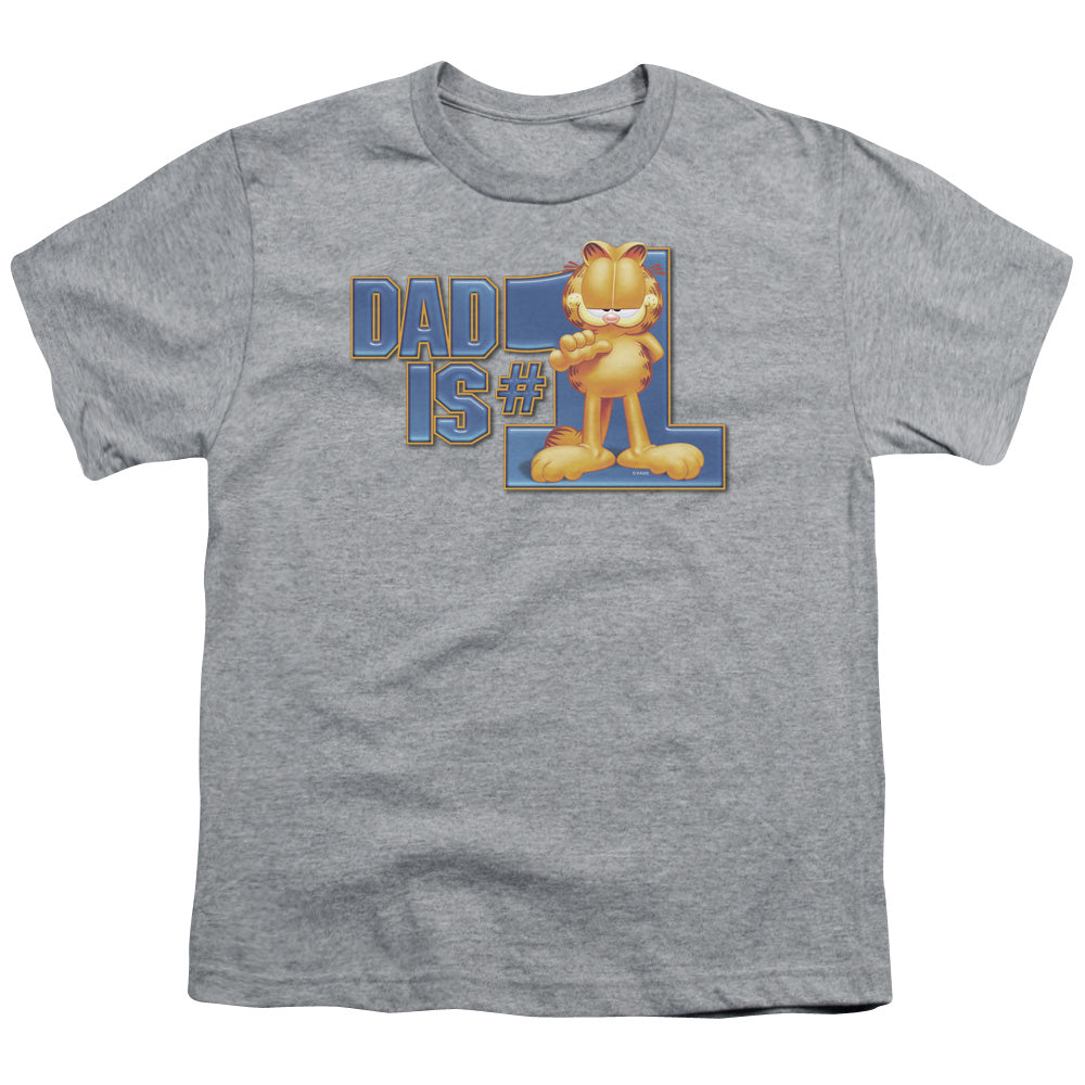 Garfield Dad is Number One Kids Youth T Shirt Athletic Heather