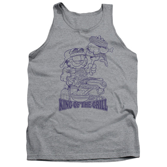 Garfield King of the Grill Mens Tank Top Shirt Athletic Heather