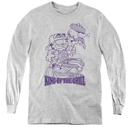 Garfield King of the Grill Long Sleeve Kids Youth T Shirt Athletic Heather