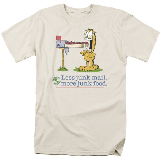 Garfield Less Junk Mail Mens T Shirt Cream Officially Licensed