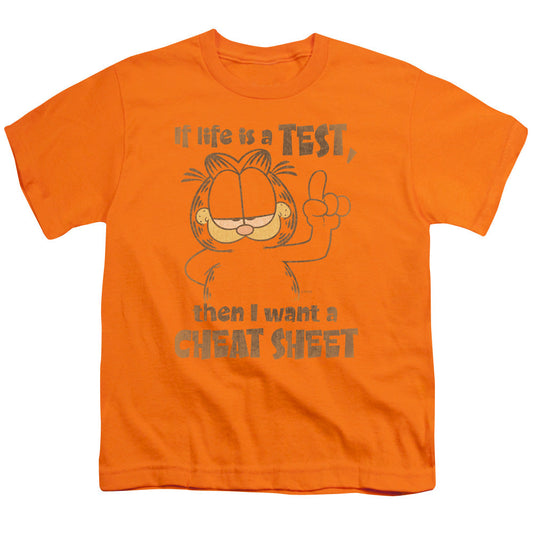 Garfield Cheat Sheet Kids Youth T Shirt Orange