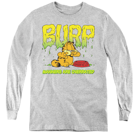 Garfield Manners Long Sleeve Kids Youth T Shirt Athletic Heather