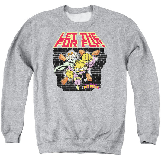 Garfield Let the Fur Fly Mens Crewneck Sweatshirt Athletic Heather