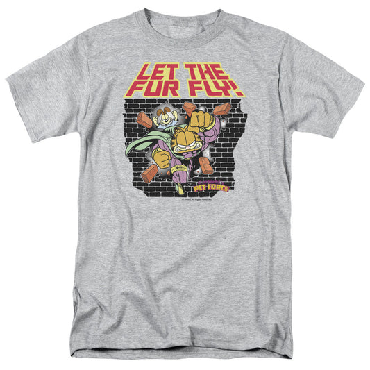 Garfield Let The Fur Fly Mens T Shirt Athletic Heather Officially Licensed