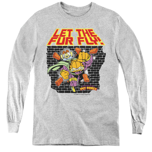 Garfield Let the Fur Fly Long Sleeve Kids Youth T Shirt Athletic Heather